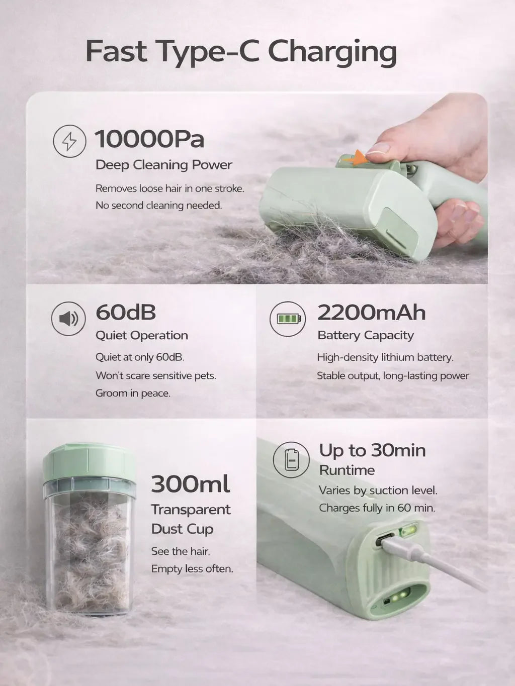 Portable Pet vacuum cleaner all-in-one machine hair care device suction hair comb massage comb source manufacturer hair removal float hair cleaning
