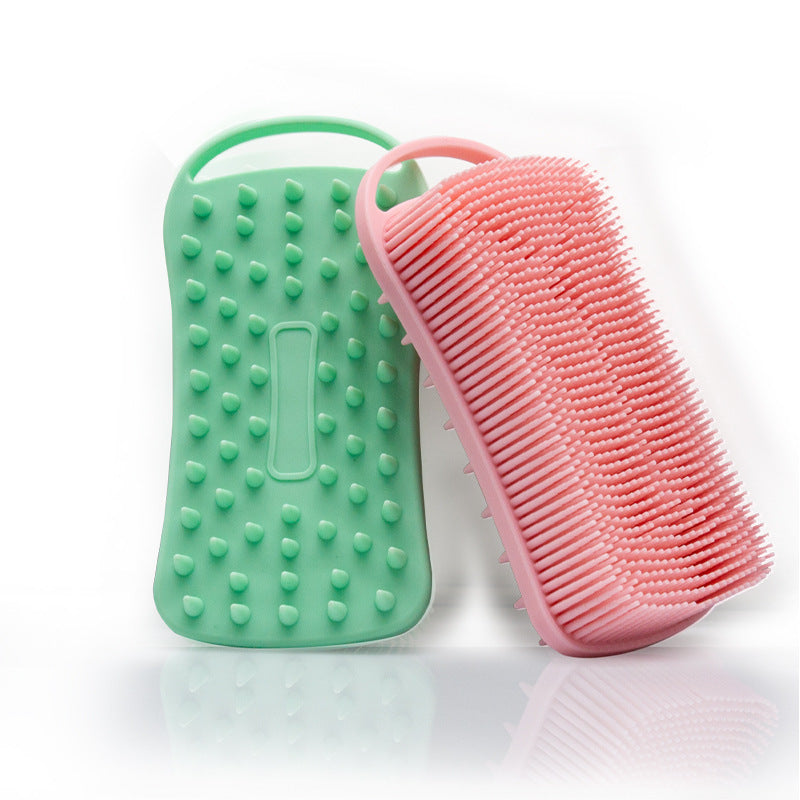 New Square Bath Brush with Hanging Rope Double-sided Silicone