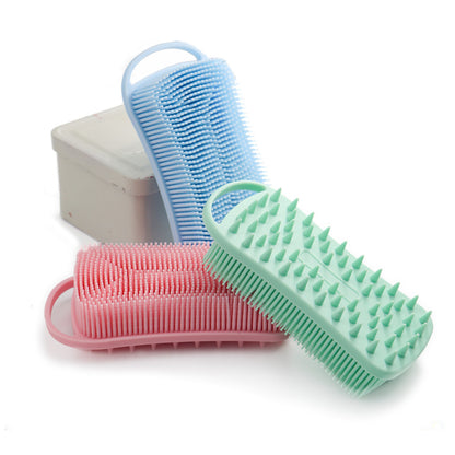 New Square Bath Brush with Hanging Rope Double-sided Silicone